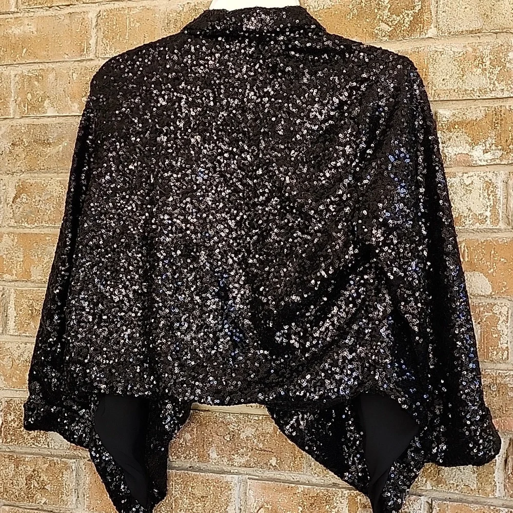 GB Black Moto Open Sequin Blazer